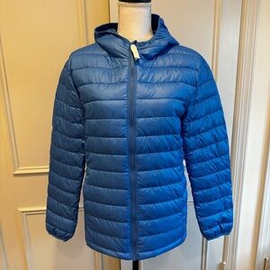PRIMARY KIDS Blue Lightweight Puffer Jacket with Hood